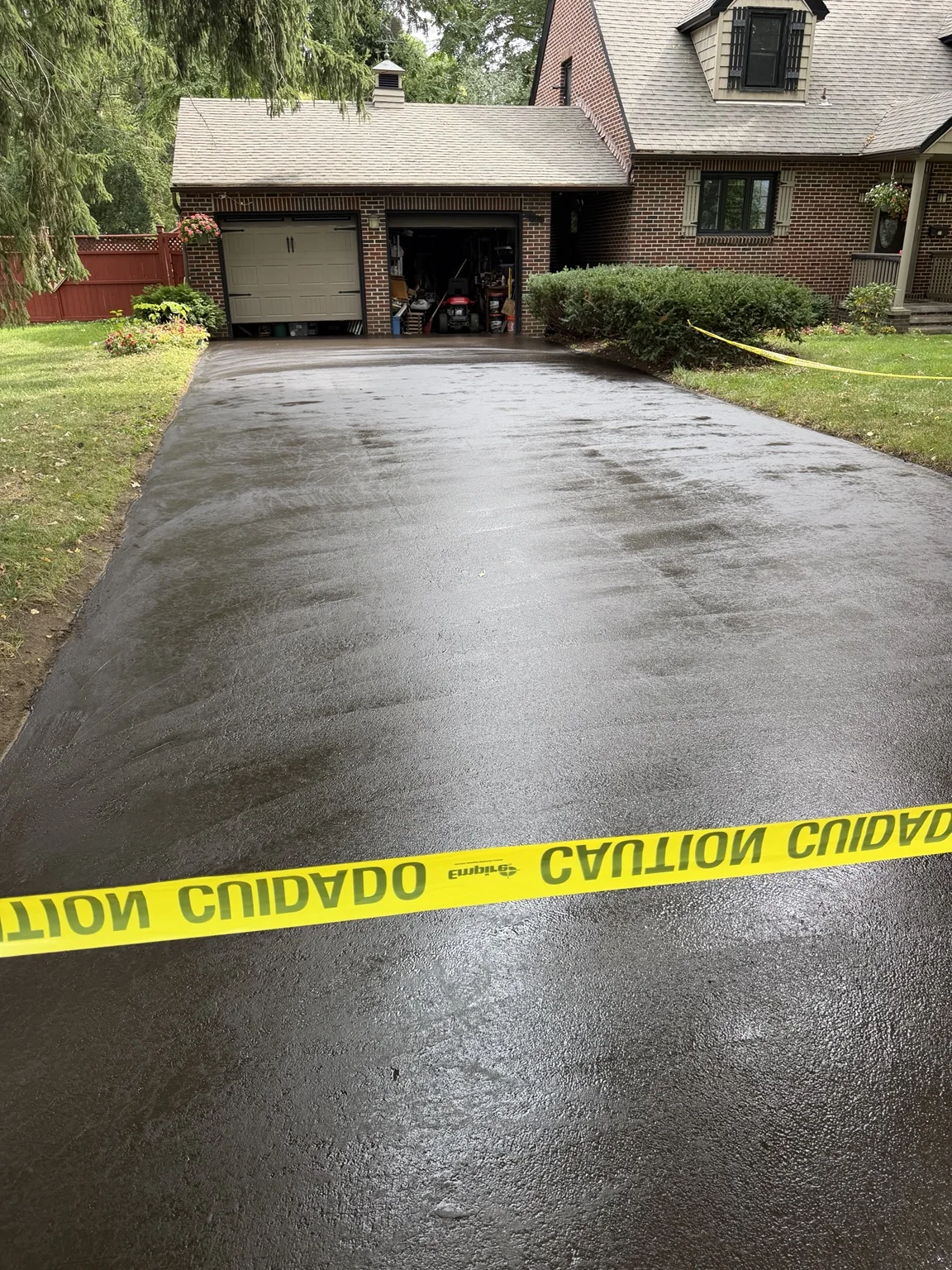 Freshly treated driveway